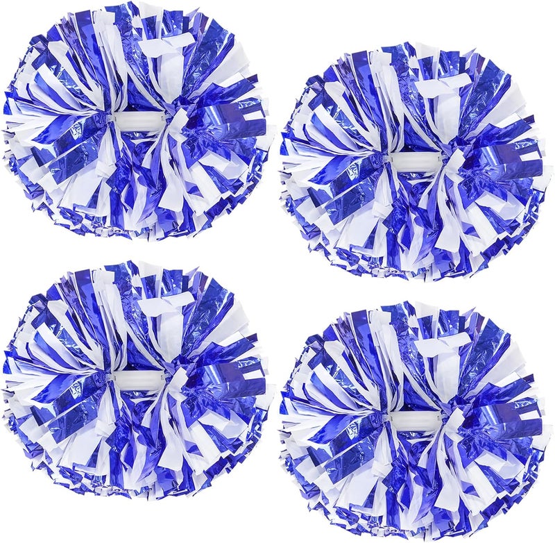 HOLENGS 4Pcs Upgraded 12inch Metallic Cheerleading Pom Poms, Cheerleader Pompoms Cheer Poms for Kids Adults, Cheering Squad Pompoms for School Sports Games Dance Party - Image 1